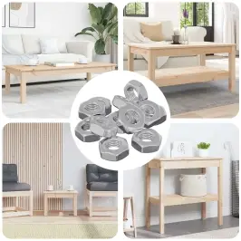 Kuusnurkset Pähklid 12 Pcs Hõbedane M8 Raud