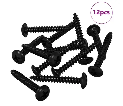 Tapping Nagla 12 Pcs Melna M4 X 28 Mm Tērauds Vidaxl