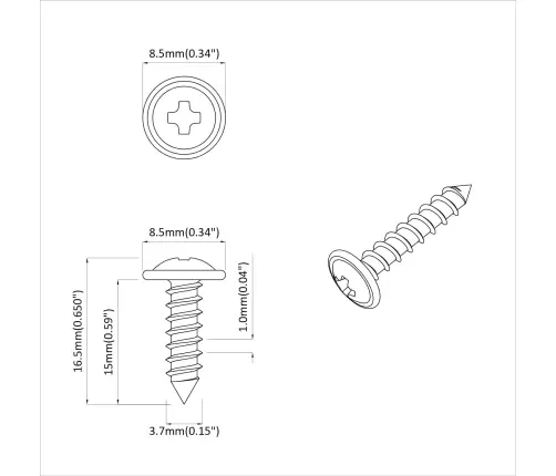Kinnitus 2 Pcs Hõbedane M4 X 16 Mm Teras
