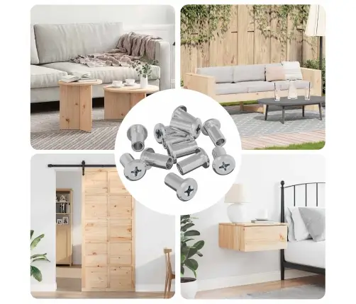 Lukustusmutter 12 Pcs Hõbedane M6 X 15 Mm Teras