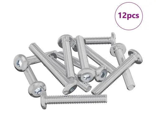 Slēdzene Skrūve Vienkrāsains 12 Pcs Sudraba M6 X 35 Mm Tērauds Vidaxl