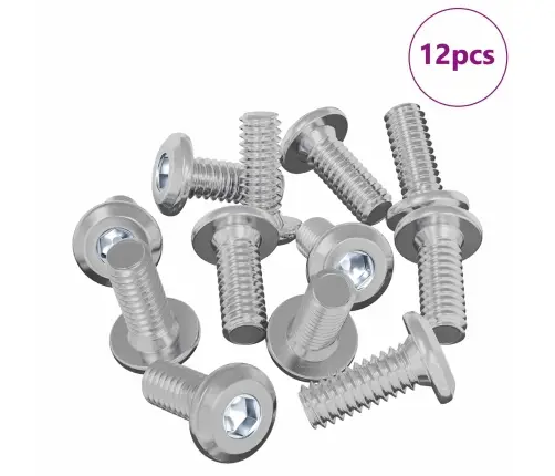 Galvas Bloķēšanas Skrūve 12 Pcs Sudraba M6 X 15 Mm Tērauds Vidaxl