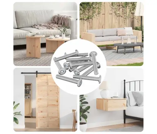 Galvas Bloķēšanas Skrūve 12 Pcs Sudraba M6 X 35 Mm Tērauds Vidaxl