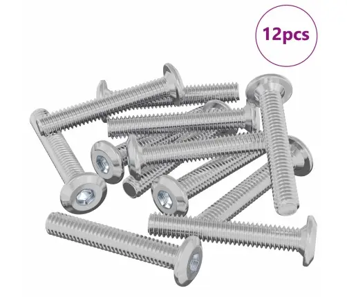 Galvas Bloķēšanas Skrūve 12 Pcs Sudraba M6 X 35 Mm Tērauds Vidaxl