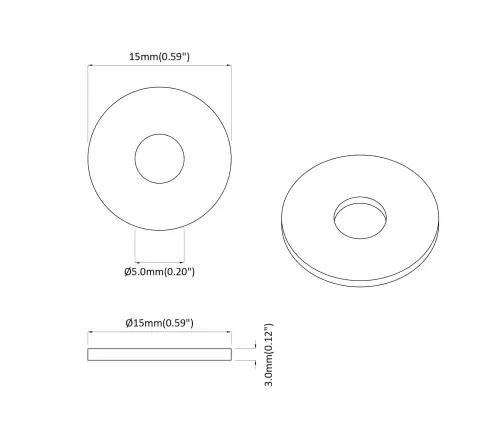 Tinkamas Plokščiai Tarpinei 12 Pcs Juoda ∅15 X 3 Mm