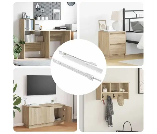 Kastīšu Sliede 2 Pcs Balts 250 Mm Tērauds Vidaxl