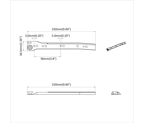 Kastīšu Sliede 2 Pcs Balts 250 Mm Tērauds Vidaxl