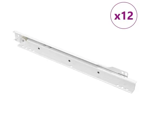Kastīšu Sliede 12 Pcs Balts 300 Mm Tērauds Vidaxl