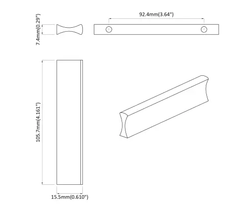 Rokturi 12 Pcs Sudraba 105.7 X 7.4 X 15.5 Mm Alumīnijs Vidaxl