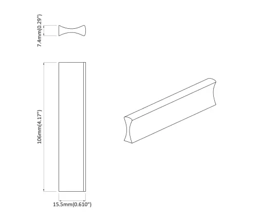 Rankena 12 Pcs Juoda 106 X 7,4 X 15,5 Mm Aliuminis
