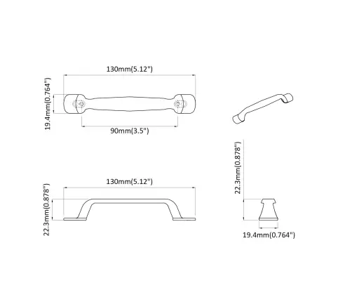 Mēbeļu Rokturis 12 Pcs Melna 130 X 19,4 X 22,3 Mm Alumīnijs Vidaxl