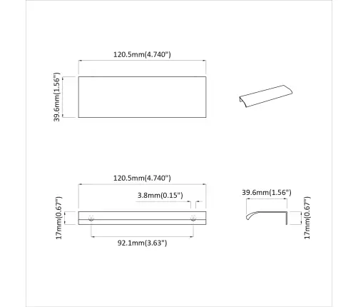 Rokturi 725 Pcs Melna 120 X 39.6 X 17 Mm Alumīnijs Vidaxl