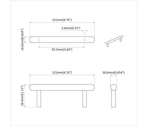 Skapja Rokturis 2 Pcs Melna 121 X 16.6 X 28.3 Mm Dzelzs Vidaxl