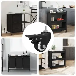 Riteņi 12 Pcs Melna M6 X 37 Mm Dzelzs Un Neilons Vidaxl