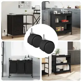 Riteņi 2 Pcs Melna 40,1 X 40,1 X 37,8 Mm Pp Un Dzelzs Vidaxl