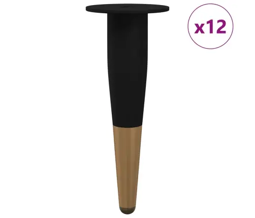 Mēbeļu Kājas 12 Pcs Melns Un Zelts Ø 40 X 98 Mm Dzelzs Vidaxl