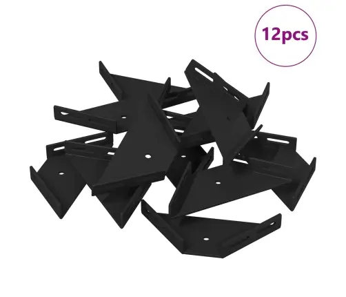 Stūra Kronšteins 12 Pcs Melna 138,5 X 50,5 X 16 Mm Dzelzs Vidaxl