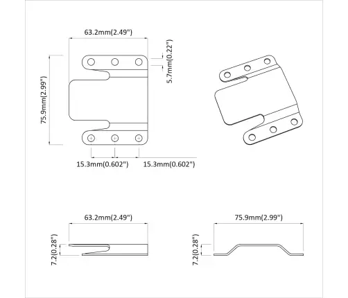 Iegultā Montāžas Kronšteins 2 Pcs Sudraba 75 X 66 Mm Tērauds Vidaxl