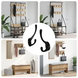 Apģērbu Āķis 2 Pcs Melna 102 X 29 X 47Mm Cinka Sakausējums Vidaxl