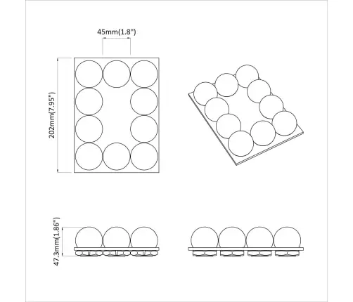 Spoguļu Gaismas 12 Pcs Balts 4.5 X 4.5 X 4.8 Cm Plastmasa Vidaxl