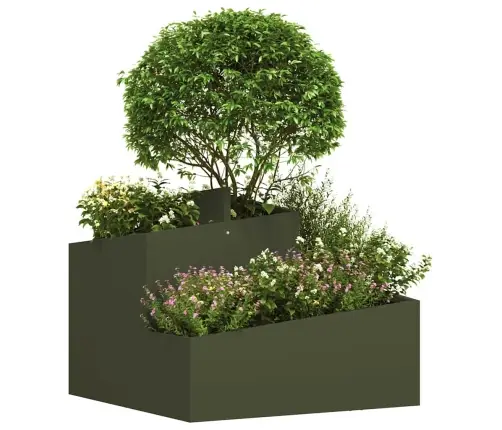 Metāla Pods Olīvu Zaļš Metāls Vidējs Saliekams Metāla Pods Vidaxl