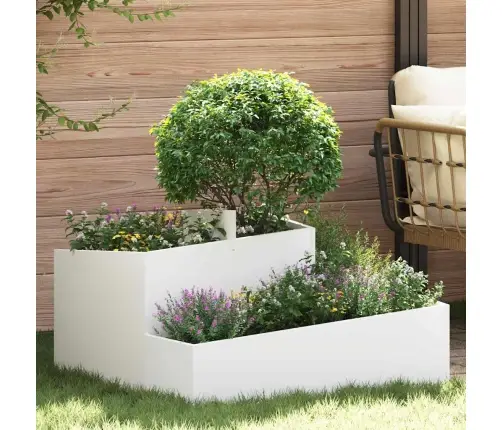 Planteris Balts 80X80X50 Cm Nokaltēts Tērauds Vidaxl