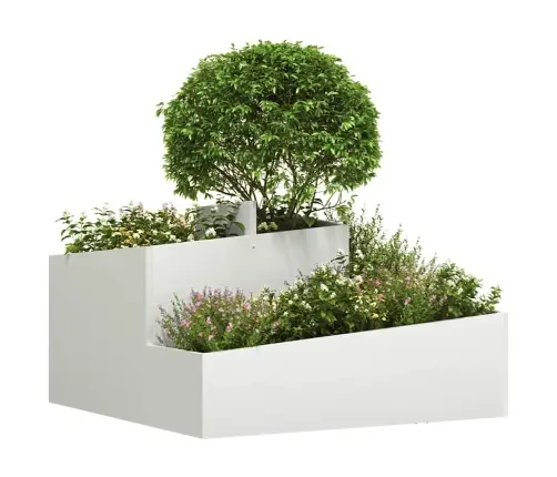 Planteris Balts 80X80X50 Cm Nokaltēts Tērauds Vidaxl