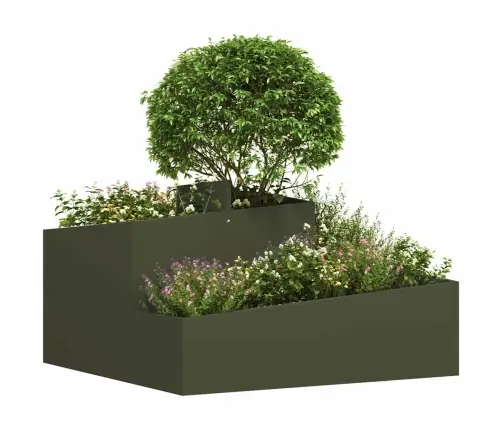 Pods Olīvu Zaļā Krāsā 80X80X50 Cm Aukstā Velmēta Tērauda Vidaxl