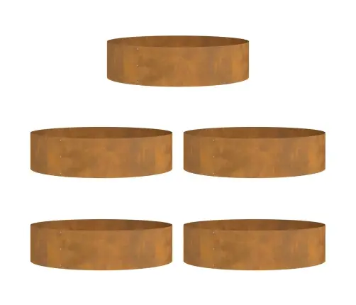 Stādītāja Gredzens 5 Pcs Brūna 80 X 80 X 20 Cm Laika Tērauds Vidaxl