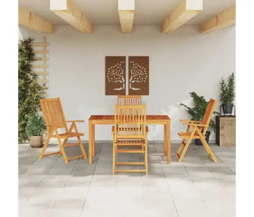 5 Daļu Dārza Ēdamgalda Komplekts No Masīva Akācijas Koka, Salokāms Vidaxl