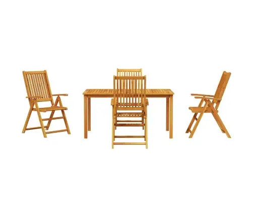 5 Daļu Dārza Ēdamgalda Komplekts No Masīva Akācijas Koka, Salokāms Vidaxl
