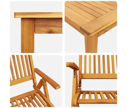 Sodo Valgomojo Komplektas 7 Pcs Ruda Akacijos Medienos Masyvas