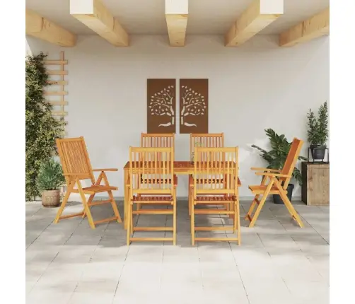 Sodo Valgomojo Komplektas 7 Pcs Ruda Akacijos Medienos Masyvas