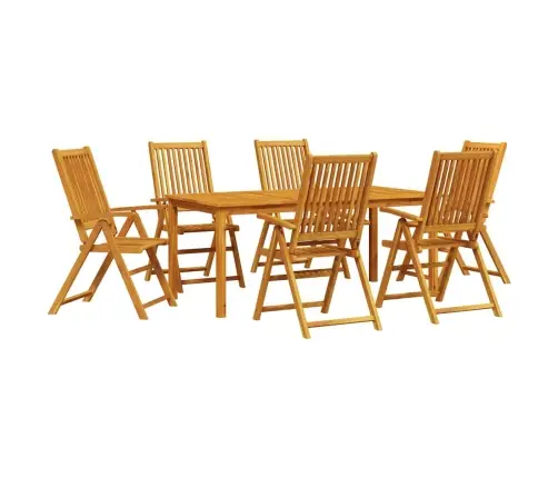 7 Gabalu Dārza Ēdamgalda Komplekts, Cieta Akācijas Koka Saliekams Vidaxl
