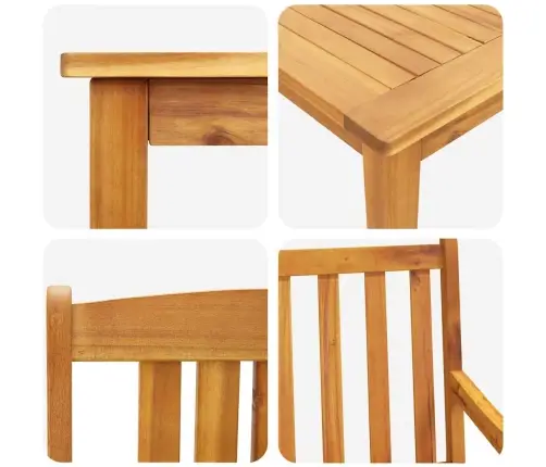 Sodo Valgomojo Komplektas 3 Pcs Ruda Akacijos Medienos Masyvas