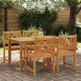 Dārza Ēdamgalds 5 Pcs Brūna Akācijas Masīvkoks Vidaxl