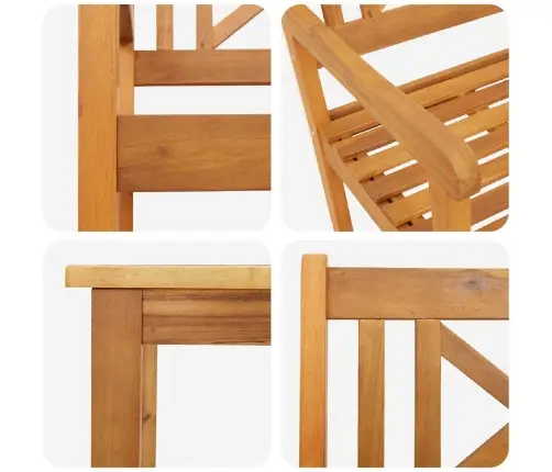 Dārza Ēdamgalds 5 Pcs Brūna Akācijas Masīvkoks Vidaxl