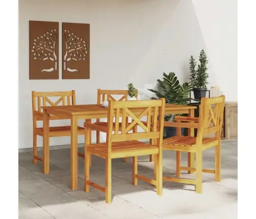 Dārza Ēdamgalds 5 Pcs Brūna Akācijas Masīvkoks Vidaxl