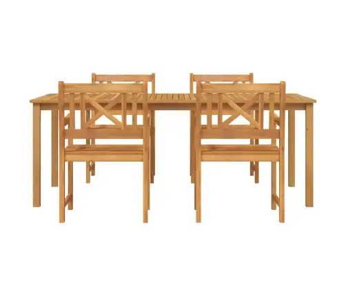 Dārza Ēdamgalds 5 Pcs Brūna Akācijas Masīvkoks Vidaxl