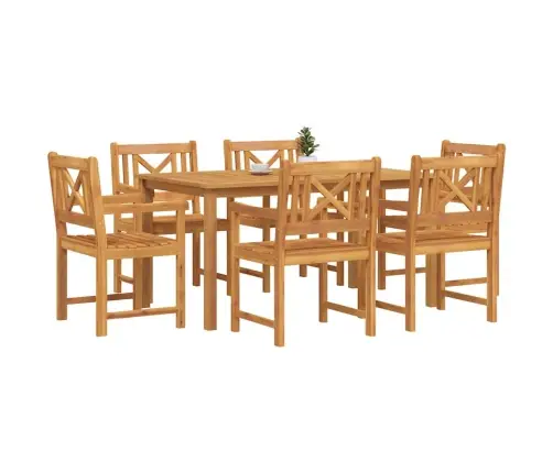 Dārza Ēdamgalds 7 Pcs Brūna Akācijas Masīvkoks Vidaxl