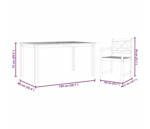 Dārza Ēdamgalds 7 Pcs Brūna Akācijas Masīvkoks Vidaxl