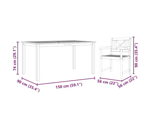 Dārza Ēdamgalds 7 Pcs Brūna Akācijas Masīvkoks Vidaxl