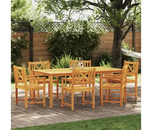 Dārza Ēdamgalds 7 Pcs Brūna Akācijas Masīvkoks Vidaxl