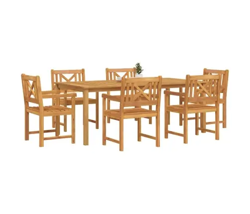 Dārza Ēdamgalds 7 Pcs Brūna Akācijas Masīvkoks Vidaxl