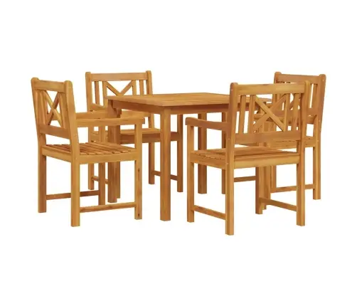 Dārza Ēdamgalds 5 Pcs Brūna Akācijas Masīvkoks Vidaxl