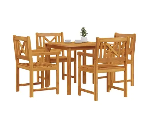 Dārza Ēdamgalds 5 Pcs Brūna Akācijas Masīvkoks Vidaxl