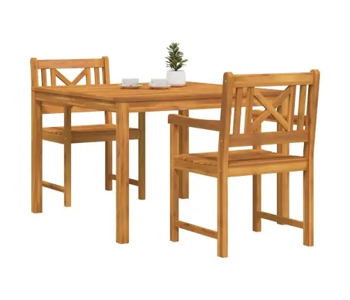 Aia Söögilaudade Komplekt 3 Pcs Pruun Akaatsiapuit