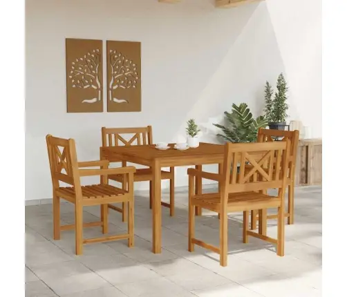 Sodo Valgomojo Komplektas 5 Pcs Ruda Akacijos Medienos Masyvas