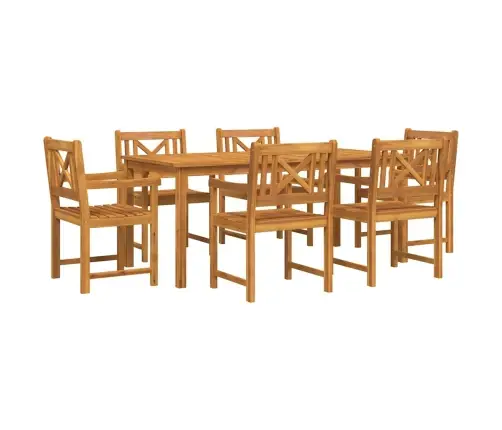 Dārza Galds 7 Pcs Dabiska Koksne 180 X 90 X 75 Cm Vidaxl