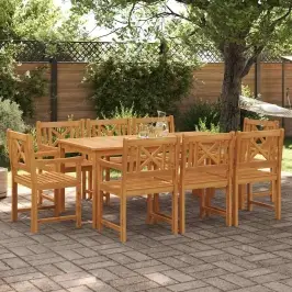 Dārza Ēdamgalds 9 Pcs Brūna Cietā Akācijas Koks Vidaxl